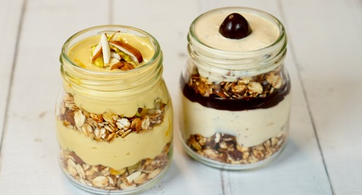 Rasmalai Oats Parfait & Chocolate Oats Parfait