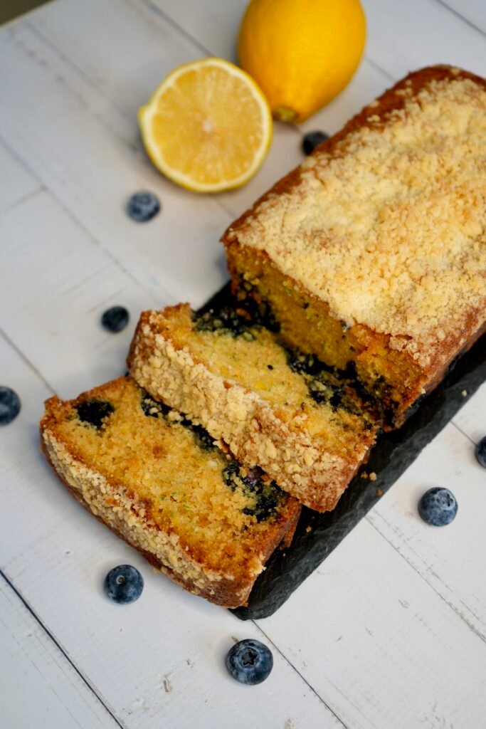 Eggless Lemon Blueberry Crumble Cake - Meghna Food Magic