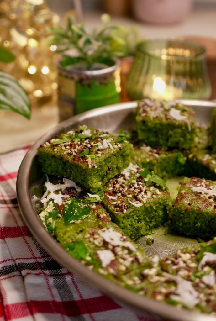 Moong Dal & Palak Dhokla - Meghna Food Magic