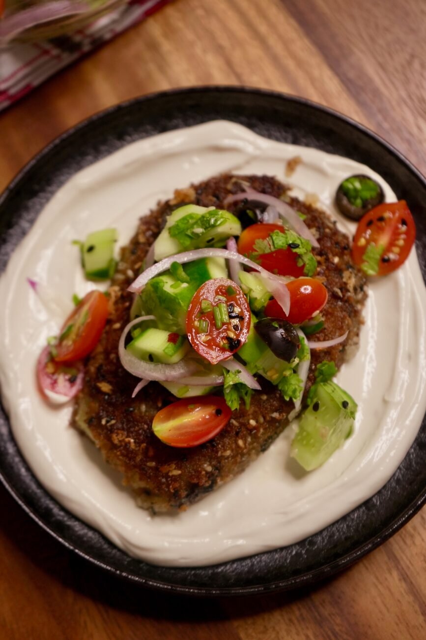 Eggplant Salad with Tahini Yoghurt Sauce