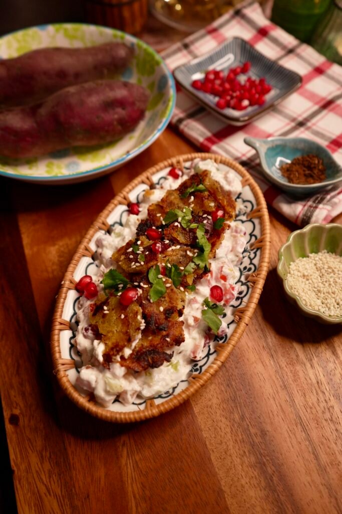 Smashed Sweet Potato Salad - Meghna Food Magic