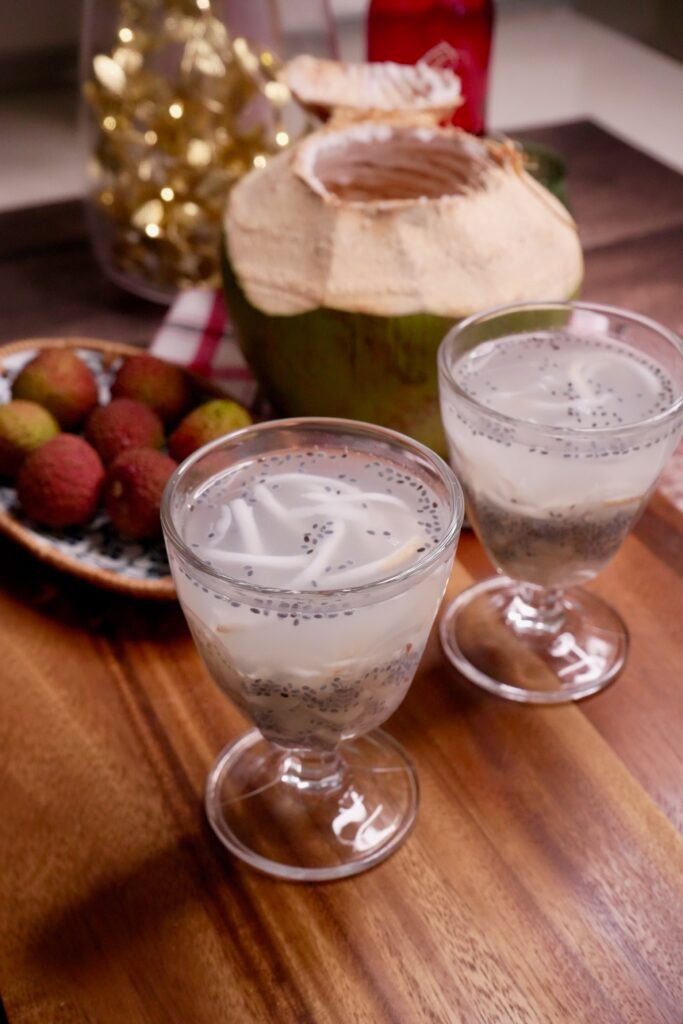 Litchi Coconut Punch With Sabza Seeds - Meghna Food Magic
