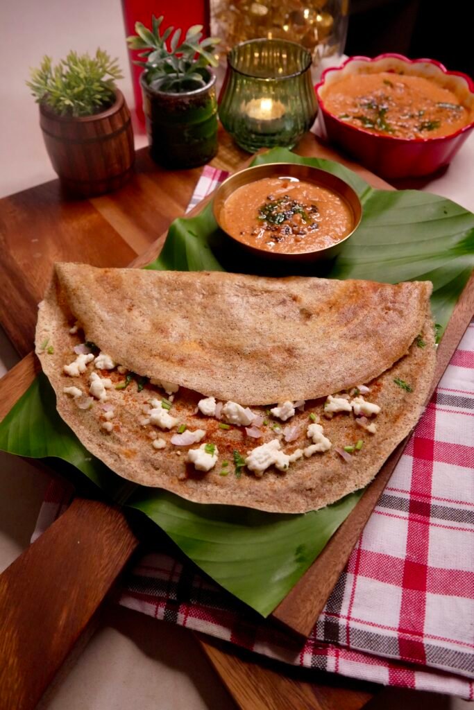 Kala Chana Dosa With Tomato Chutney - Meghna Food Magic