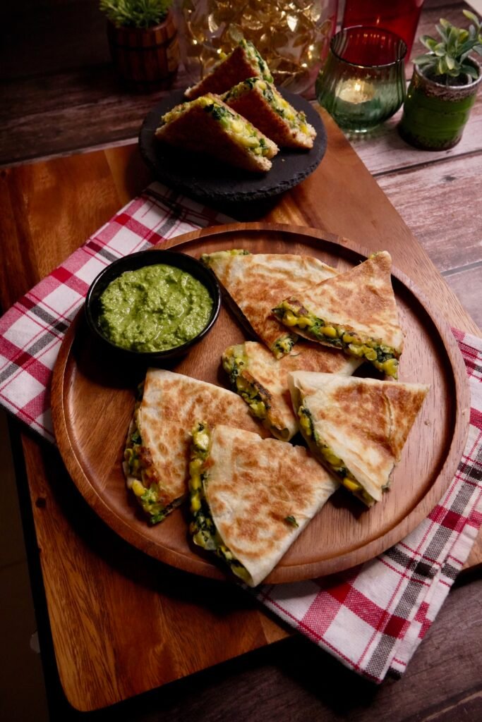 Corn Spinach Quesadillas - Meghna Food Magic