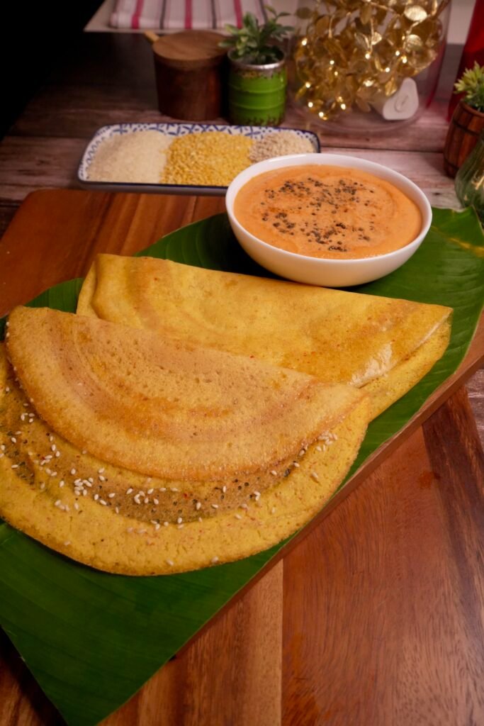 Mix Dal Dosa With Peanut Chutney - Meghna Food Magic