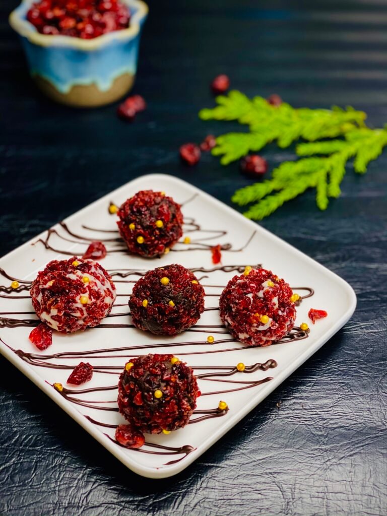 Cranberry Chocolate Truffle Balls - Meghna Food Magic