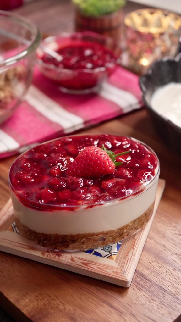 Healthy No-Bake Strawberry Cheesecake Recipe | Meghna's Food Magic