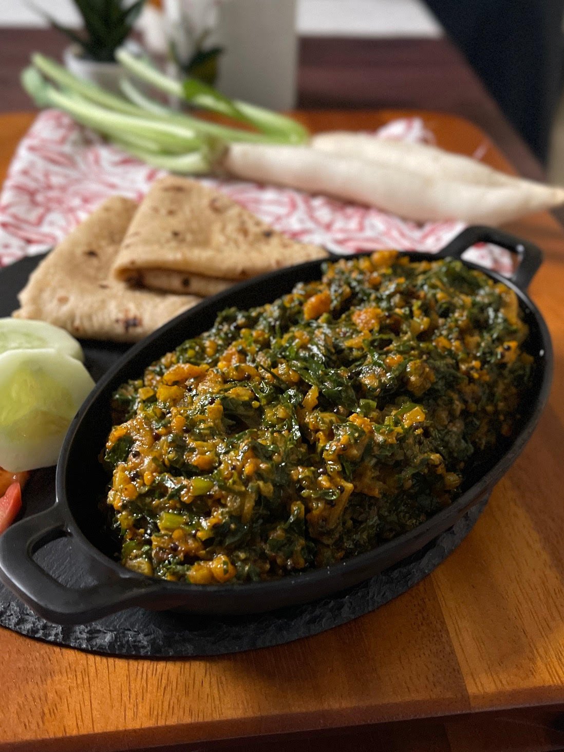 Mooli Ke Patte Ki Sabzi - Meghna Food Magic