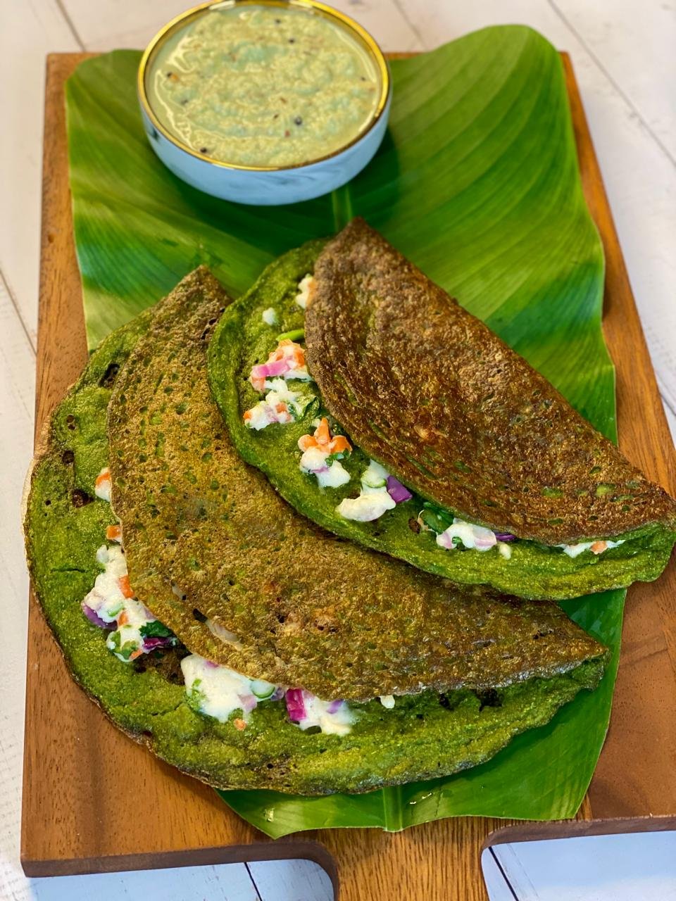 Sprouted Moong Palak Dosa