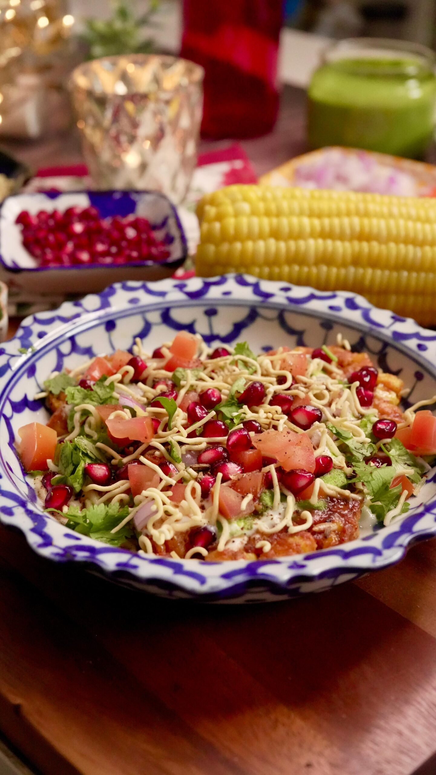 No Fry Sweetcorn Fritter Chaat