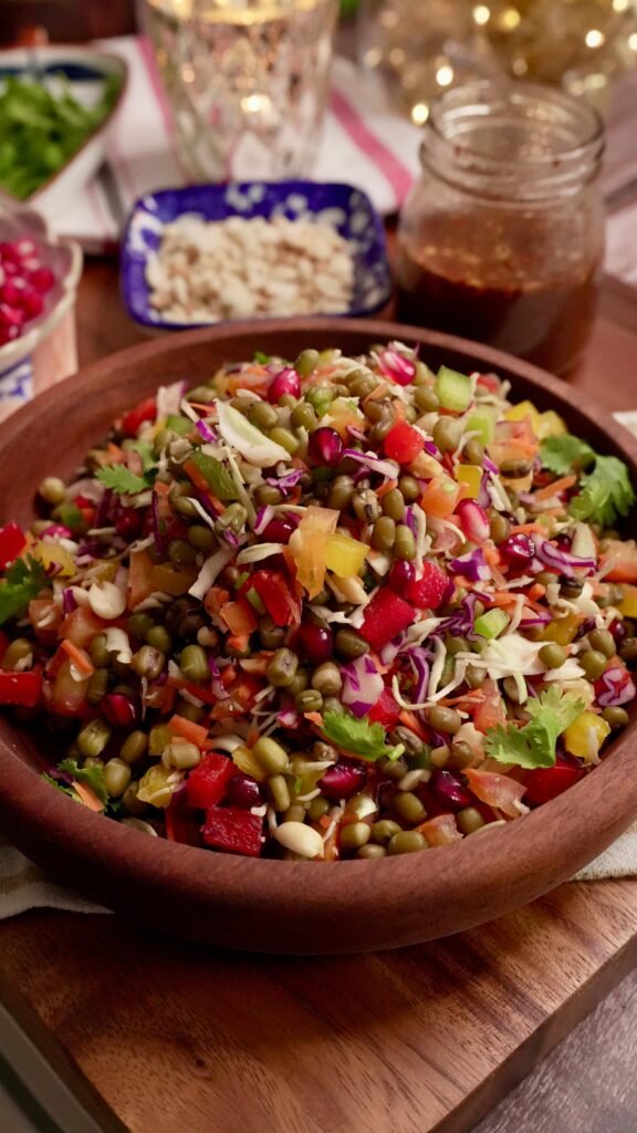 Protein & Fibre Rich Moong Salad With Tamarind Dressing - Meghna Food Magic