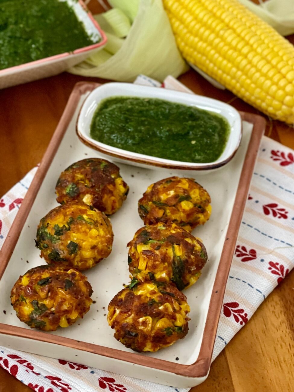 NO FRY SWEET CORN APPE WITH SPICY CHUTNEY
