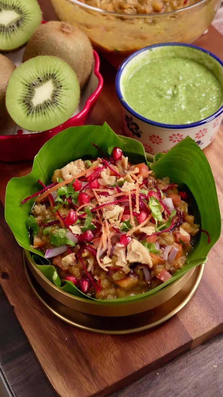 Ragda Chaat with Kiwi Coriander Chutney