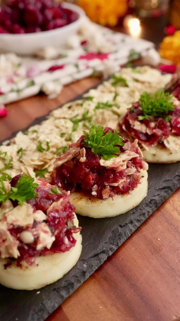 GRILLED PANEER with CRANBERRY PAPAD CHUTNEY