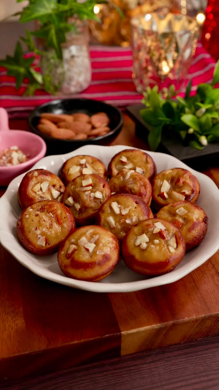 Kesar Badam Appe Mini Cake- NO OVEN NO REFINED SUGAR NO MAIDA